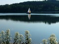 The lake with the boat