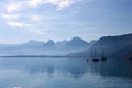 Lake and boats in austrian alps Royalty Free Stock Photo