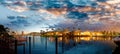 Lake Boca Raton and city skyline with reflections at sunset, panoramic view Royalty Free Stock Photo