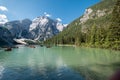 Lake Braies also known as Pragser Wildsee or Lago di Braies in Dolomites Mountains, famous for hiking Royalty Free Stock Photo