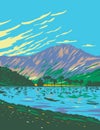 Lake Buttermere Within Lake District National Park Located in Cumbria in Northwest England UK Art Deco WPA Poster Art