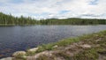 Shore of lake Byske near Arvidsjaur in Swedish Lapland Royalty Free Stock Photo