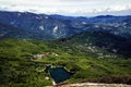 Lake Calamone aerial landscape, Appennino Emiliano, Reggio Emilia