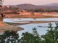 Lake camanche with sun barely setting