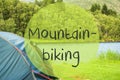 Lake Camping In Norway, English Text Mountainbiking Royalty Free Stock Photo