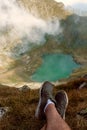 Lake Capra. from the Fagaras Mountains. View from the top of the ÃËaua Caprei