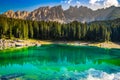 Lake Carezza - Bolzano, South Tyrol, Italy Royalty Free Stock Photo