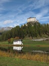 Lake And Castle Tarasp Royalty Free Stock Photo