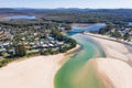 Lake Cathie Aerial view of creek and beach - NSW Australia