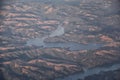 Lake Chabot and Upper San Leandro Reservoir Aerial view from airplane near San Francisco and San Jose. California. Royalty Free Stock Photo