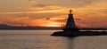Lighthouse on Lake Champlain at sunset Royalty Free Stock Photo