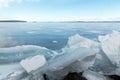 Lake Champlain Frozen with broken ice Royalty Free Stock Photo