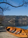 Lake with church on island Royalty Free Stock Photo