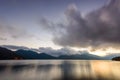 Lake Chuzenji in Nikko, Japan at sunset