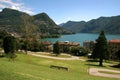 Lake and city of lugano Royalty Free Stock Photo