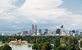 Lake in City Park with Denver in Background Royalty Free Stock Photo