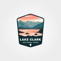 Lake clark national park logo patch vector illustration design, vintage national park logo design Royalty Free Stock Photo