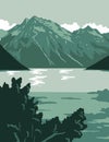 Lake Clark National Park and Preserve in Anchorage Alaska United States WPA Poster Art Color