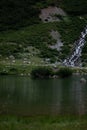 Lake with clear water in green mountains in Alps Royalty Free Stock Photo