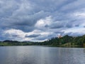 lake near Church of the Holy Trinity in Slovenske Gorice. Overcast. Slovenia