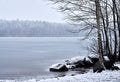 Lake in cold winter day