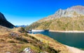 The lake Colombo dam with the Becco lace in the Brembana valley orobie Alps