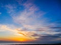 A lake with colorful cloud in sky at sunrise