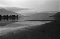 Lake of Como, Film frame, black and white analog camera Royalty Free Stock Photo