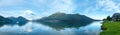 Lake Como (Italy) summer evening panorama Royalty Free Stock Photo