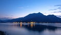 Lake Como with mountains at sunset Royalty Free Stock Photo