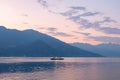 Lake Como with mountains at sunset Royalty Free Stock Photo