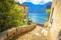 Lake Como scenic cobbled alley in town of Nesso Royalty Free Stock Photo