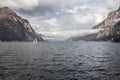 Lake Como view from city of Lecco, Italy. Royalty Free Stock Photo