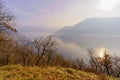 Lake Como, and the village Moltrasio, on winter day