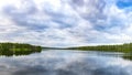 Lake cottage before sunset at a National park SEPAQ Royalty Free Stock Photo