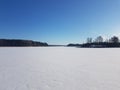 Lake covered by snow.