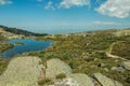 Lake from dam in a rocky terrain on highlands Royalty Free Stock Photo