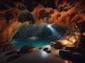 lake in the dark cave