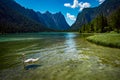 Lake Dobbiaco in the Dolomites, Italy Royalty Free Stock Photo