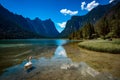 Lake Dobbiaco in the Dolomites, Italy Royalty Free Stock Photo