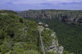 Lake Eland Nature reserve in Oribi gorge with a hanging suspension bridge Royalty Free Stock Photo