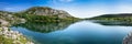 Lake Enol in Picos de Europa, Asturias, Spain. Panoramic view Royalty Free Stock Photo