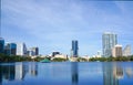 Lake Eola, High-rise buildings, skyline, and fountain Downtown Orlando, Florida, United States, April 27, 2017. Royalty Free Stock Photo