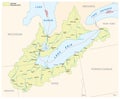 Lake erie drainage basin vector map