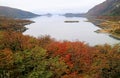 Lake Fagnano also Called Lake Cami in Autumn, Tierra del Fuego National Park, Ushuaia, Patagonia, Argentina Royalty Free Stock Photo