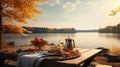 lake fall table sunny scenic Royalty Free Stock Photo