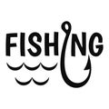 Lake fishing hook logo, simple style