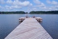 Beautiful landing stage and summer landscape. Royalty Free Stock Photo