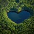 lake in the forest, shape of a heart