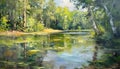 lake in the forest, summer day